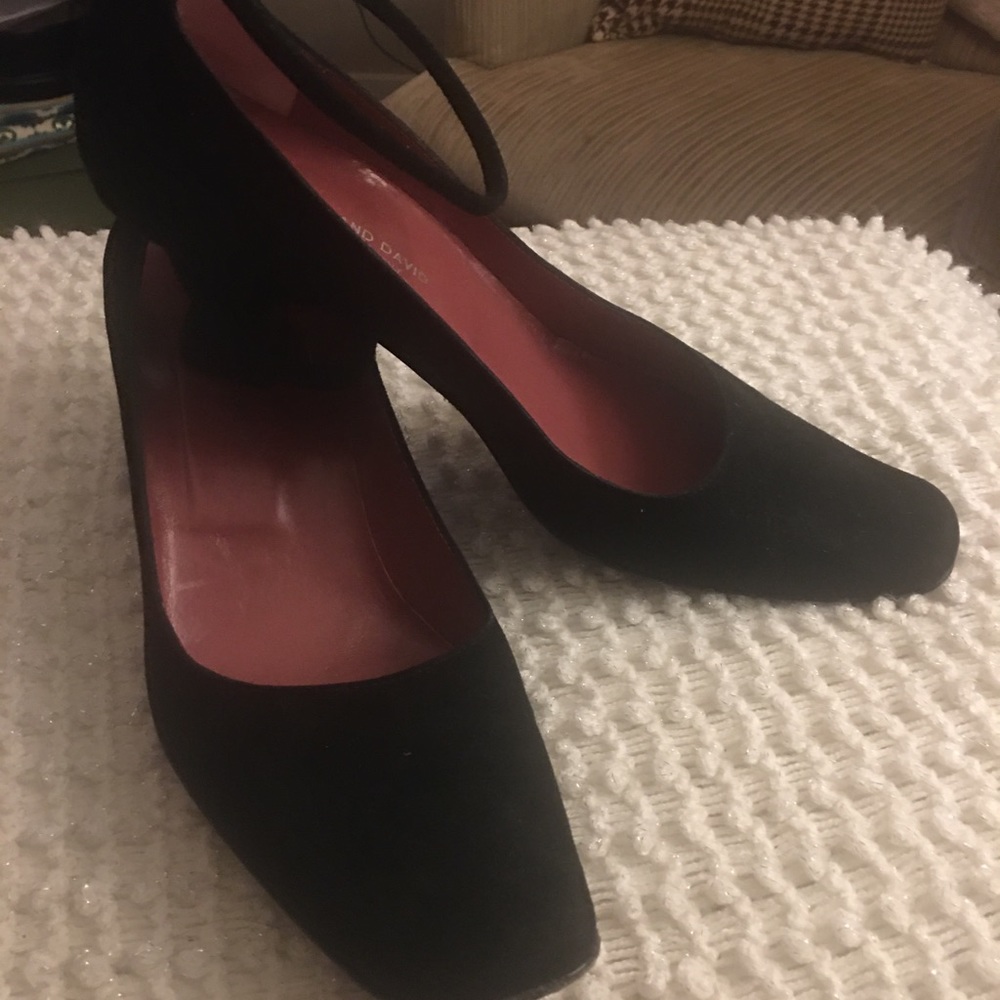 Joan and David Black Velvet heel